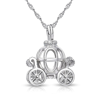 DAOCHONG 925 Sterling Silver Pumpkin Carriage Pendant Necklace,18"