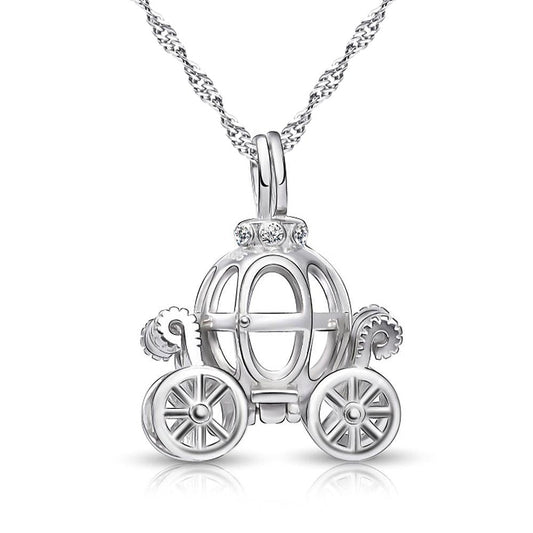 DAOCHONG 925 Sterling Silver Pumpkin Carriage Pendant Necklace,18"