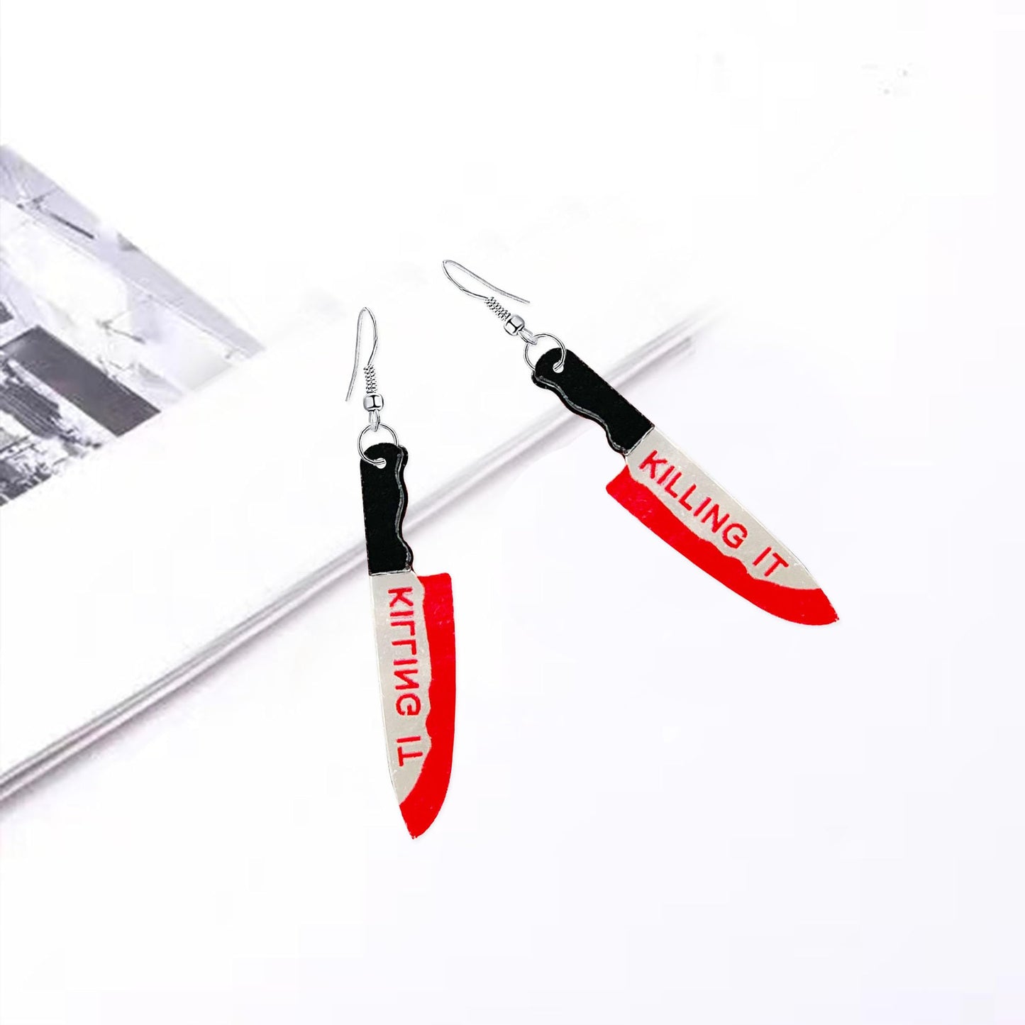 GBAHFY Halloween Ghost Face Knife Earrings Women Acrylic Drop Dangle Scream Gothic Statement Howling Skull Hypoallergenic Jewelry Gifts Lady Party Costume Decorations Accessories (K)