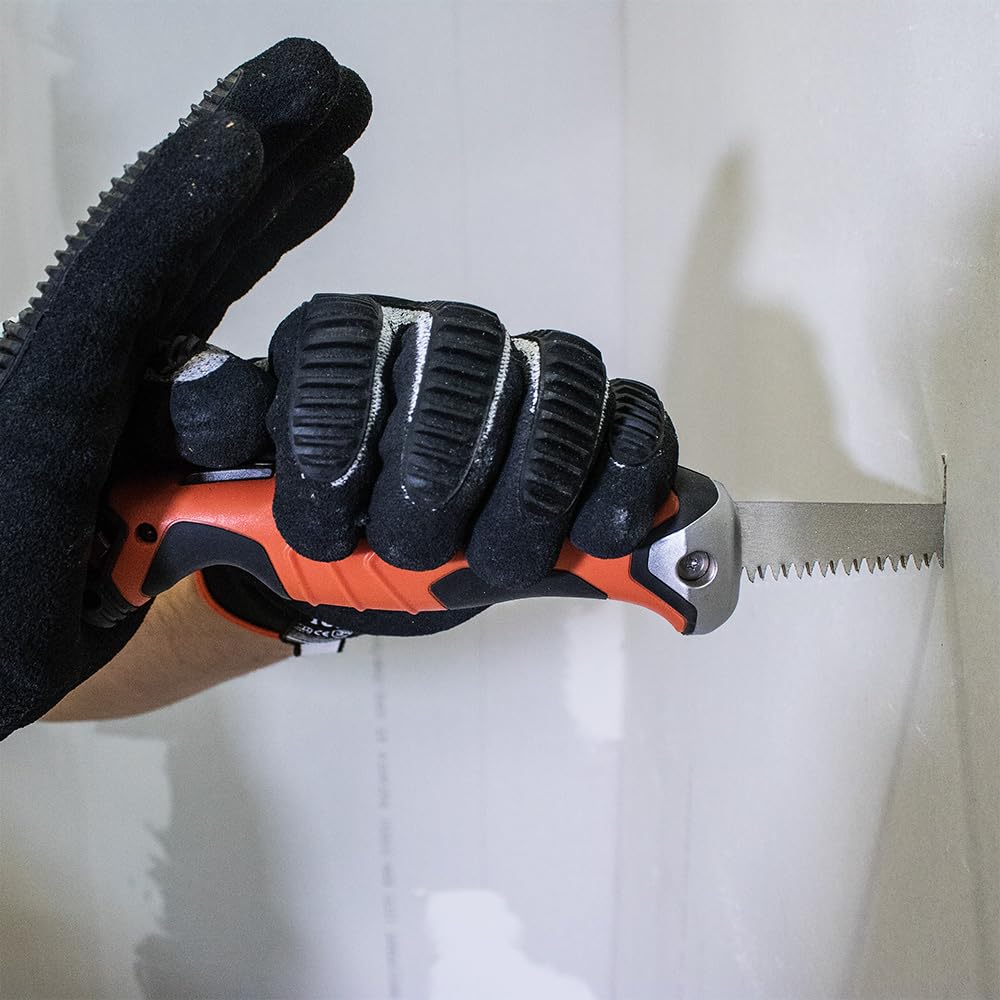 Klein Tools 31737 Folding Jab Saw / Drywall Hand Saw with Lockback at 180 and 125 Degrees and Tether Hole