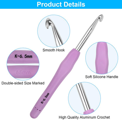 Crochet Hooks 12 Sizes Crochet Hook Set, 51 Pack Yarn Crochet Kit for Beginners, Knitting Needles with Ergonomic Handles for Arthritic Hands, Crochet Needle Kit with Blue Case for Crocheters