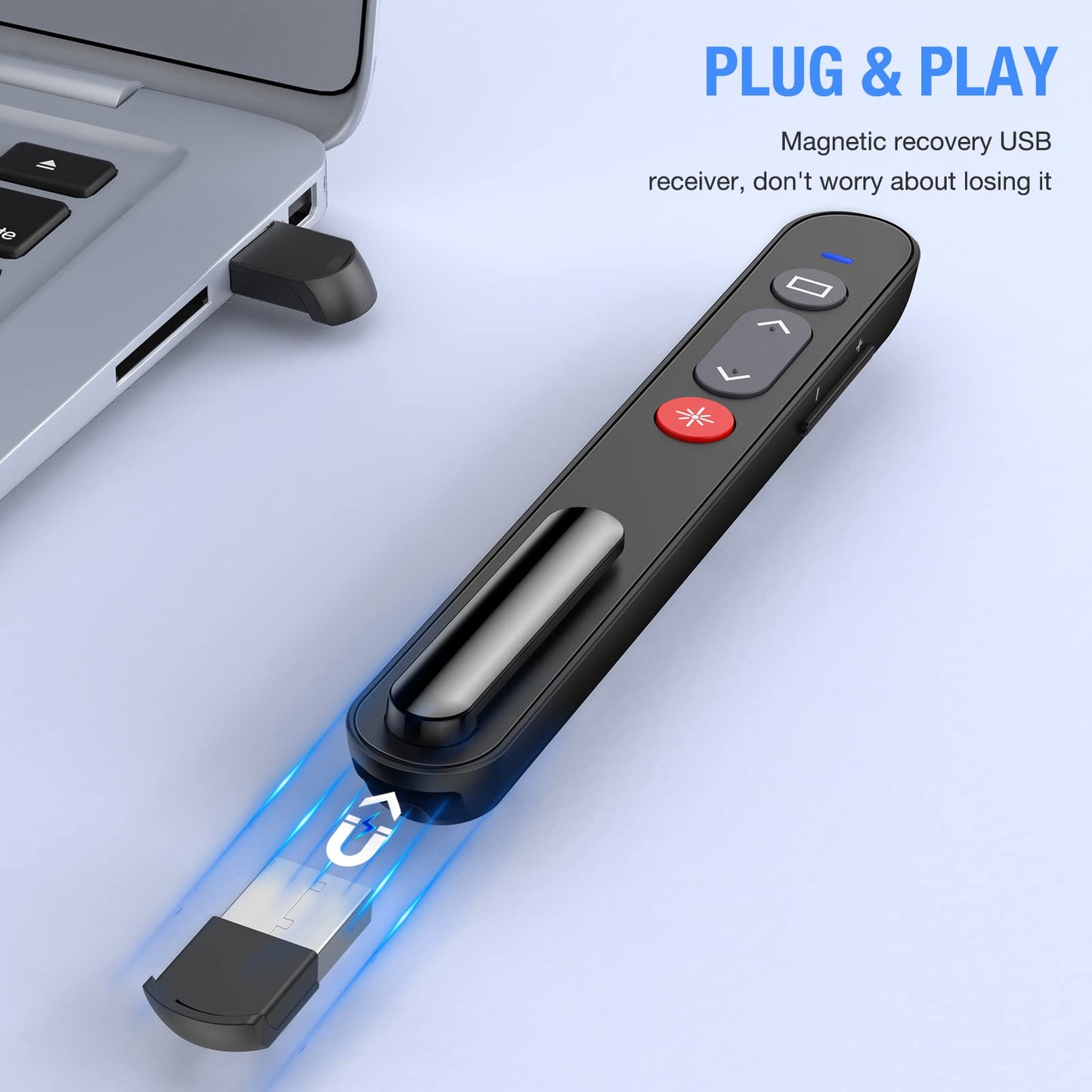 Laser Pointer for Presentations, Wireless Presenter Clicker for PowerPoint Slide with Hyperlink & Volume Control, Presentation Remote for Mac/Computer/Laptop, Google Slide/PPT/Keynote