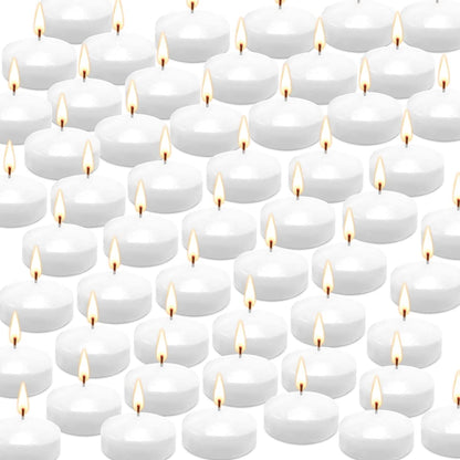50 Floating Candles, Smoke-Free and odorless, Burning continuously for 5-6 Hours, White, 2-inch Floating Candles, Suitable for Valentine's Day, Weddings, Holidays, Home Decoration……