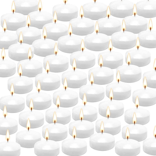 50 Floating Candles, Smoke-Free and odorless, Burning continuously for 5-6 Hours, White, 2-inch Floating Candles, Suitable for Valentine's Day, Weddings, Holidays, Home Decoration……