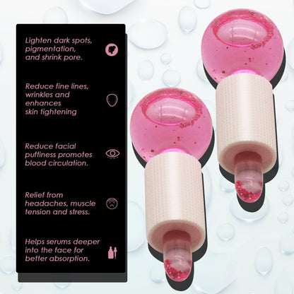 Lazzybeauty Ice Globes for Facial, 2 PCS Cooling Globes Set for Eye & Neck, Cold Glass Ice Roller Ball, Cryo Sticks Face Globes, Tighten Skin, Reduce Puffiness and Dark Circles, Enhance Circulation