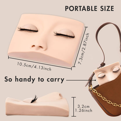 Embagol Double Layer Lash Mannequin Head - Realistic Soft-Touch Rubber Head With 2 Layers Replaced Eyelids - Training Makeup Head(1 Pair Removable Eyelids)