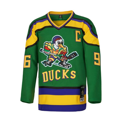 D-5 Youth Mighty Ducks Jersey #96 Conway #99 Banks Jersey,Movie Ice Hockey Jersey for Kids (96-Green,Small)