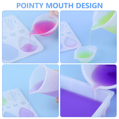 KISREL Silicone Measuring Cup for Resin, Resins Supplies with 600ML+250ML+ 100ML Cups, Resin Mixing Cups, Silicone Stir Sticks, Epoxy Mixing Cup