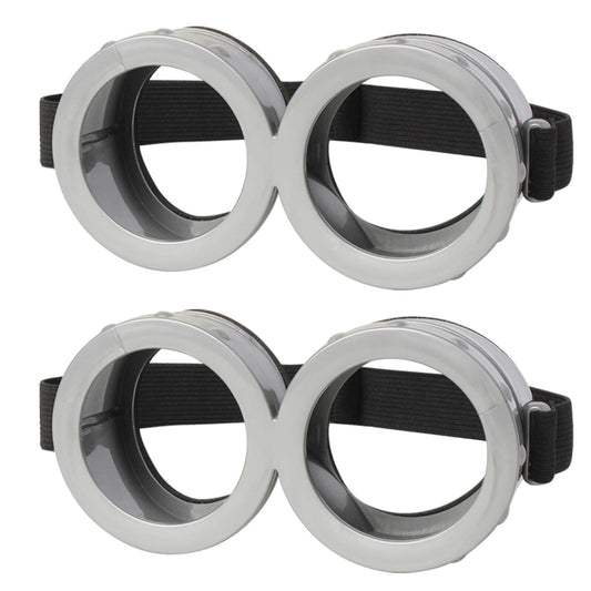 HEYFIZZ 2 Pack Halloween Goggles for Adult Kids, Goggles Glasses Costume Accessories for Men Women Cosplay Party Set Silver