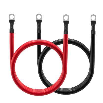 4 AWG Battery Cable 4AWG Gauge Pure Copper Battery Inverter Cables with 3/8 in Lugs Both Ends Power Inverter Wire Set for Automotive Solar Marine Boat RV Car Motorcycle Red and Black (4FT)