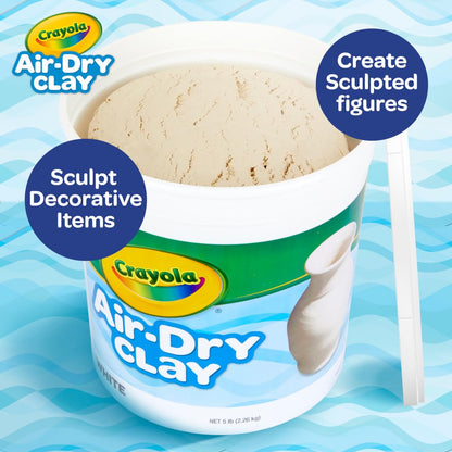 Crayola Air Dry Clay (5lbs), Teacher Supplies, Natural White Modeling Clay for Kids, Sculpting Material, Bulk Craft Supplies, School Classroom Must Haves