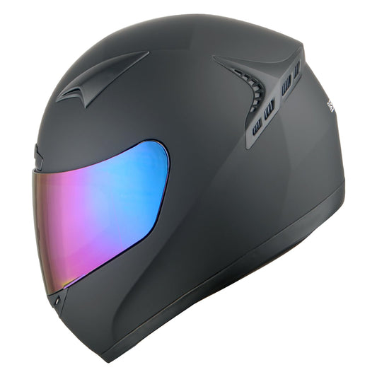 1STORM Motorcycle Bike Full FACE Helmet Booster MATT Black; Size L (59-60 CM)