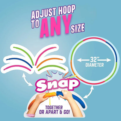 Kids Exercise Hoop, Snap Together Detachable Adjustable Weight Size Plastic Toy Hoops - Spinning Rings for Sports, Exercise, Playing, 32-Inch