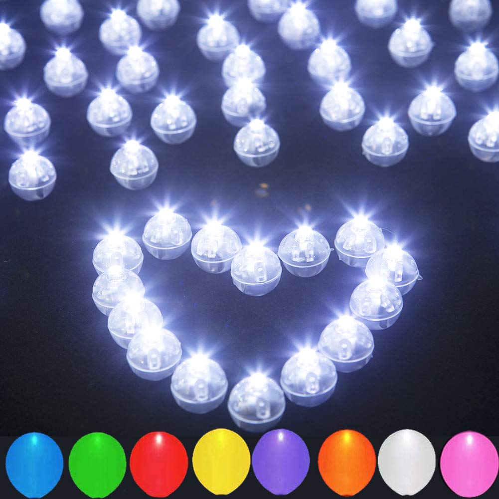 JJGoo 50pcs LED Balloon Light Mini Round Balls Lights, Waterproof Tiny Led Lights for Paper Lantern Easter Eggs Birthday Party Wedding Halloween Christmas Decoration