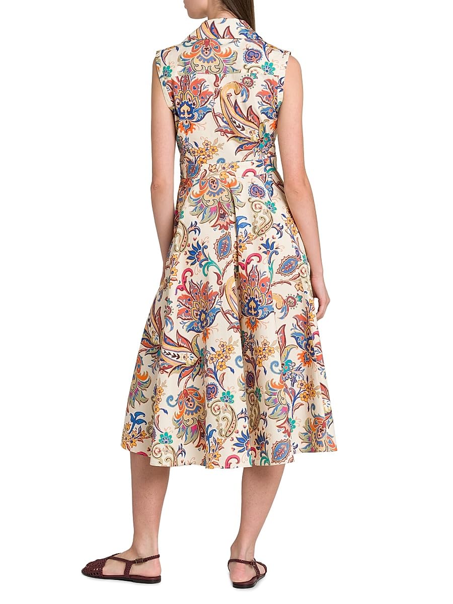 Etro, Tapestry Floral Sleeveless Shirtdress, 40 (4), Stampa Bianco