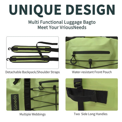 Lanedo 80L Dry Bag Large Waterproof Bag Roll-Top Heavy Duty Fishing Duffel Bag with Durable Straps & Handles for Kayaking Paddle boarding Boating Rafting Fishing Canoeing Camping (Green)