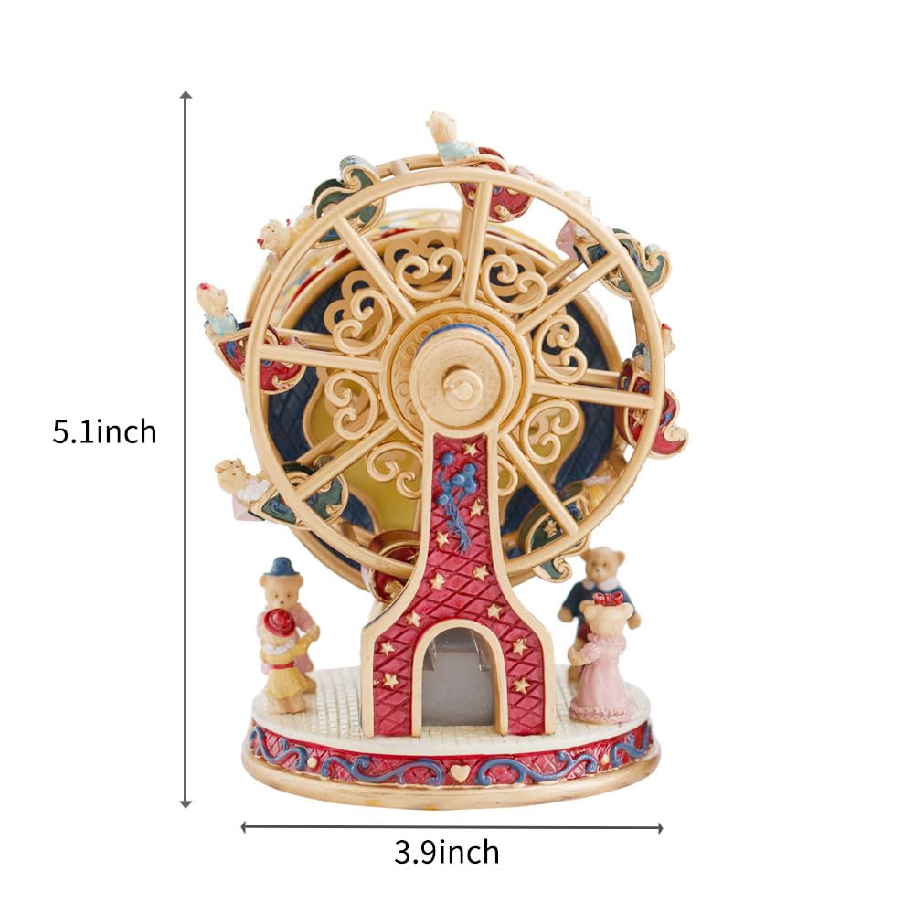 LOVE FOR YOU Gift Wrapped Music Box Bear Ferris Wheel Musical Decoration for Girls and Kids Sister Son Daughter Mom Granddaughter Grandma Niece Women Christmas Birthday Presents Gifts