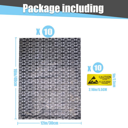 Daarcin Open Top Antistatic Bag,10pcs 12X16in/30x40cm Large ESD Anti Static Bags for Motherboard Video Card LCD Screen with Anti-Static Labels