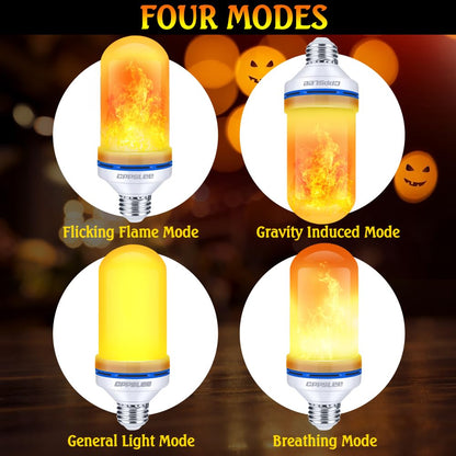 CPPSLEE Upgraded LED Flame Light Bulbs, 4 Modes Flickering Light Bulbs, E26 Base Fire Flame Bulb for Halloween Decorations Outdoor, Christmas Lights Patio Indoor Home Decor (Yellow, 2 Pack)