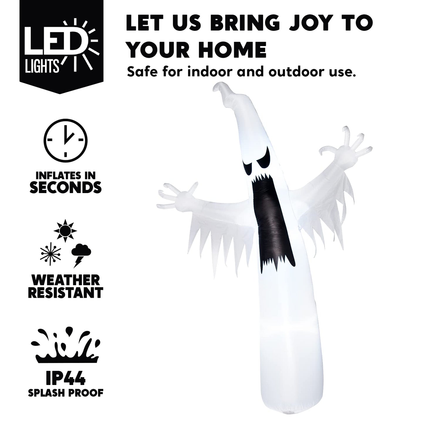 Joiedomi 12 FT Halloween Inflatables Outdoor Decorations, Scary Ghost Halloween Decor, Inflatable Ghost Blow Ups for Yard with LEDs for Outside Yard Decorations