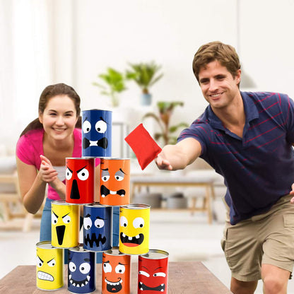 Harborii Halloween Bean Bag Toss Game for Kids & Family, Carnival Party Game with 10 Funny Face Cans & 4 Bean Bags