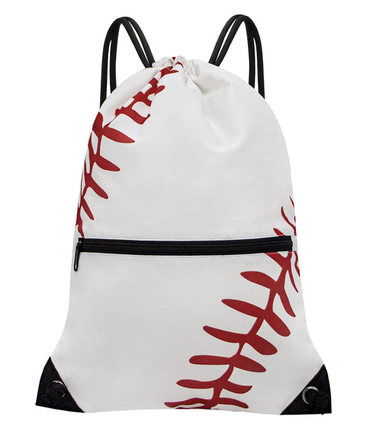 HOLYLUCK Drawstring Backpack Bag Sport Gym Sackpack (white baseball)
