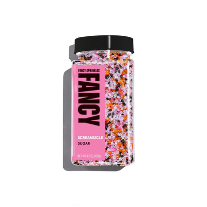Fancy Sprinkles Limited Edition Halloween Screamsicle Sugar Pink, White, Black, and Orange Sugar Crystals (4 OZ)