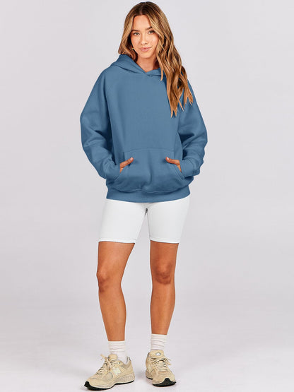 ANRABESS Women Hoodies Oversized Fleece Long Sleeve Comfy Casual Basic Pullover Sweatshirts 2025 Fall Outfits Y2K Clothes Deep Blue Small