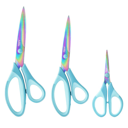 Craft Scissors, All Purpose Sharp Titanium Blade Shears, Comfortable Grips, School Scissors Set of 3 pack, Ideal for Office, Home, Sewing, Fabric, Kitchen, Arts and DIY Supplies, 9.3"/8.5"/5.6", Blue
