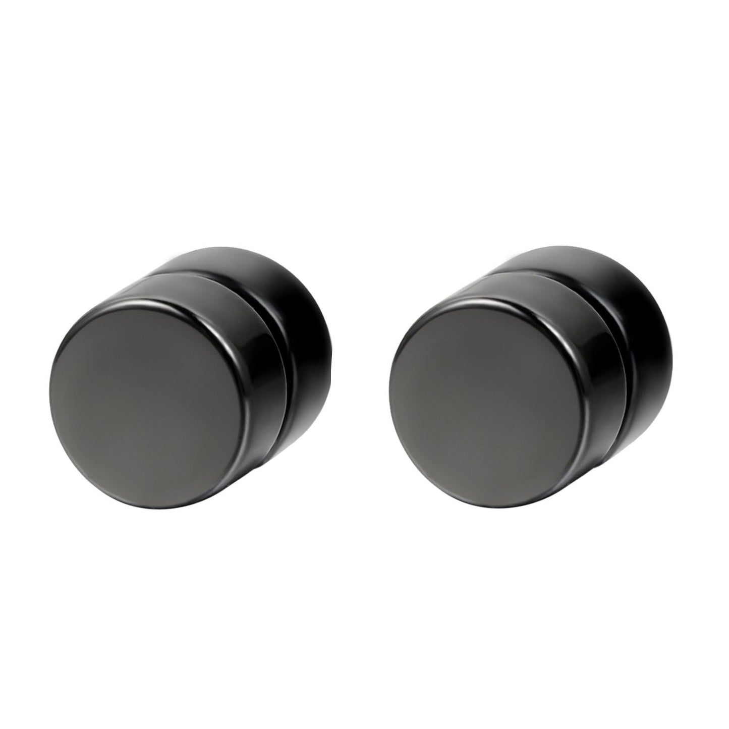 Flongo Men's Women Punk 6-12mm Stainless Steel Black Magnetic Non-piercing Clip Fake Cheater Stud Earrings