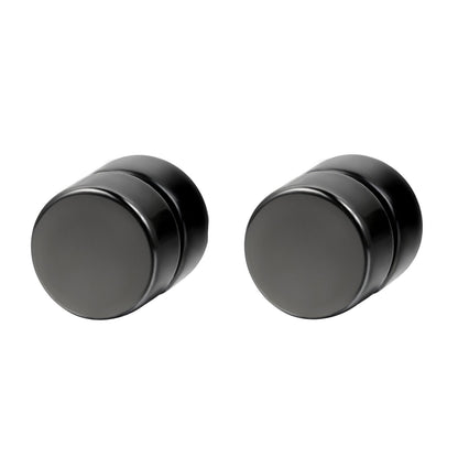 Flongo Men's Women Punk 6-12mm Stainless Steel Black Magnetic Non-piercing Clip Fake Cheater Stud Earrings