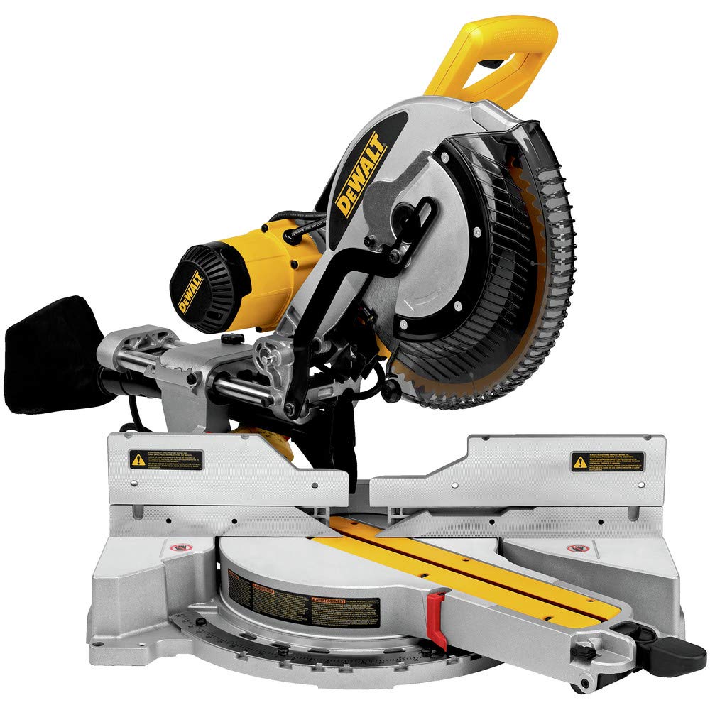 DEWALT Miter Saw, 12 Inch Double Bevel Sliding Compound Miter Saw, Blade Wrench and Material Clamp, Increased Crosscut Capacity, Powerful 3800 RPM Motor, Corded (DWS779)