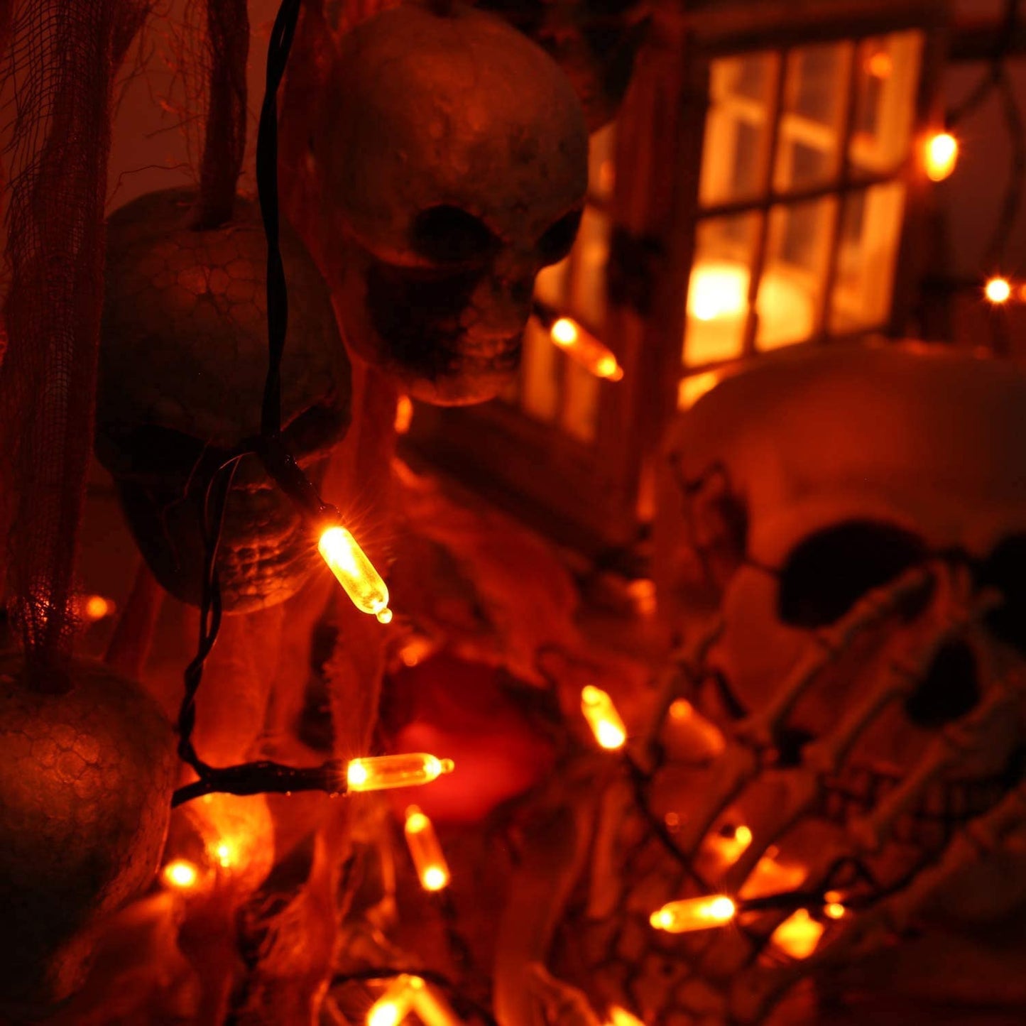 Joomer Orange Halloween Lights, 33ft 100 LED Battery Operated Mini String Lights Waterproof with 8 Modes & Timer Function for Halloween Decorations