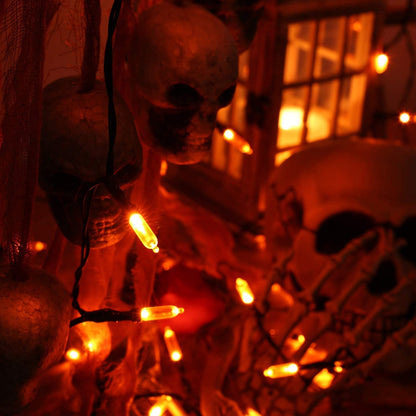 Joomer Orange Halloween Lights, 33ft 100 LED Battery Operated Mini String Lights Waterproof with 8 Modes & Timer Function for Halloween Decorations