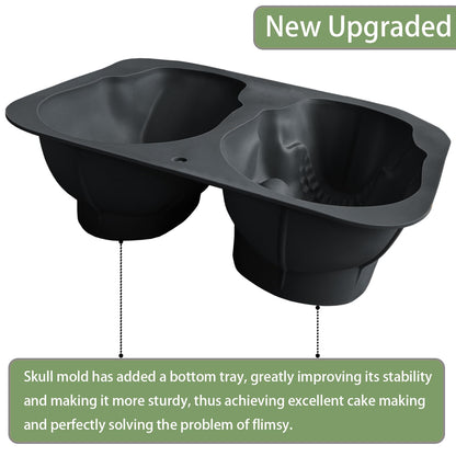 JETKONG Extra Large Silicone Skull Cake Mold Haunted Skull Baking Cake Pan for Halloween and Birthday Party