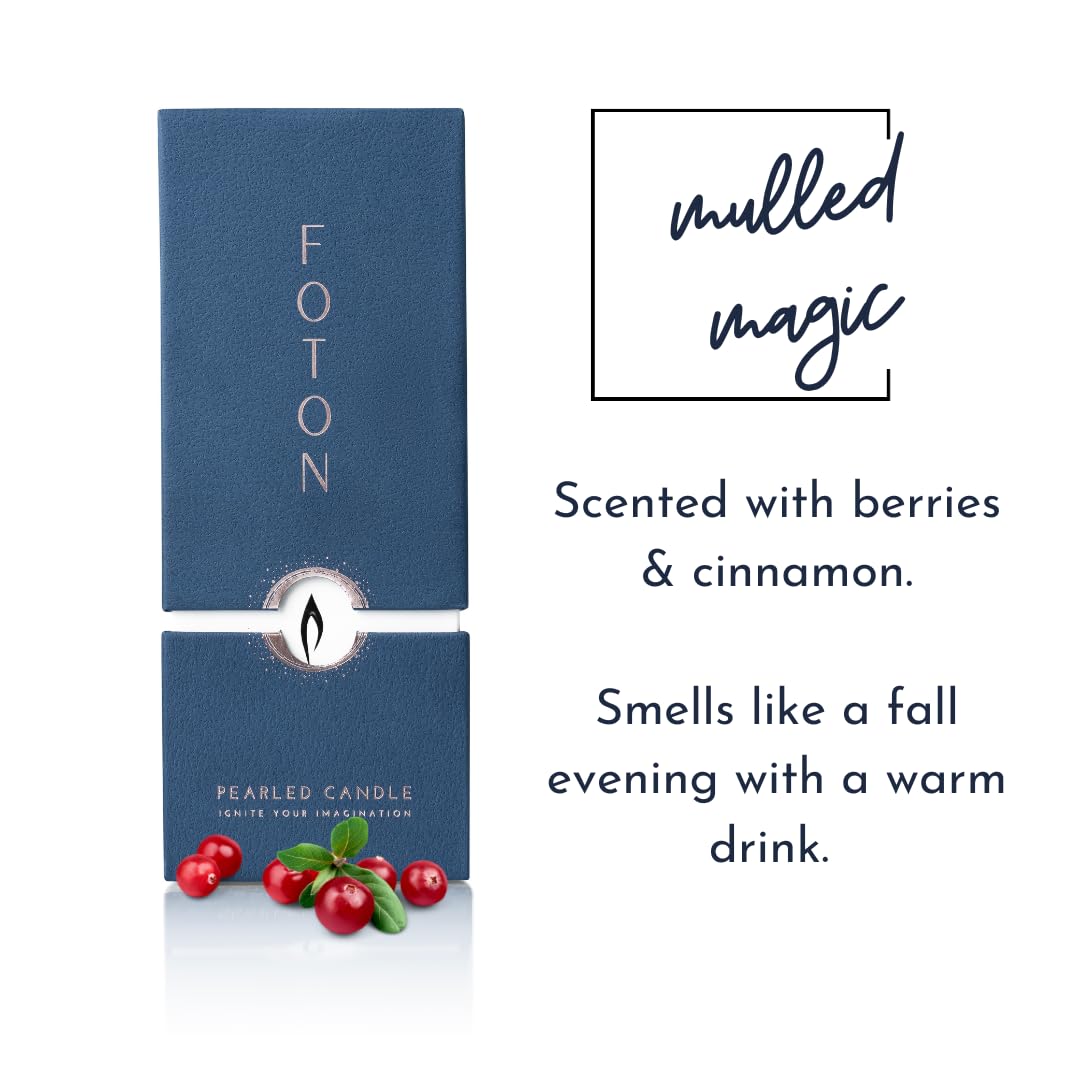 Foton Pearled Candle 18 Oz - Mulled Magic Fall Scent Non Toxic Luxury Long Lasting Powder Wax Sand Candles up to 120 Hours - Refillable Pearl Foton Candle Sand with 30 Wicks