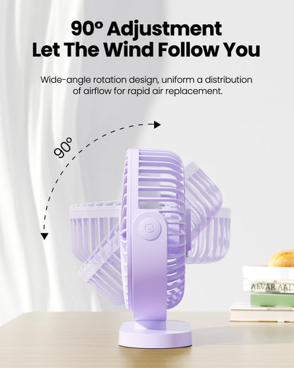 Gaiatop USB Desk Fan, 5.5 Inch Small Quiet Powerful 3 Speeds 90° Rotate, Personal Mini Portable Desktop Table Fans, Cooling for Home Office Car Travel Indoor Outdoor Pink