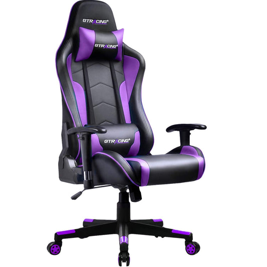 GTRACING Gaming Chair with Bluetooth Speakers Music Video Game Chair Audio Ergonomic Design Heavy Duty Office Computer Desk Chair GT890M Purple