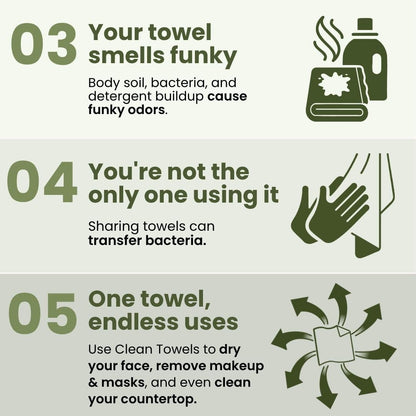 Clean Skin Club Bamboo Viscose Clean Towels XL™, 100% USDA Biobased Face Towel, Disposable Face Towelette, Makeup Remover Dry Wipes, Ultra Soft, 50 Ct, 1 Pack