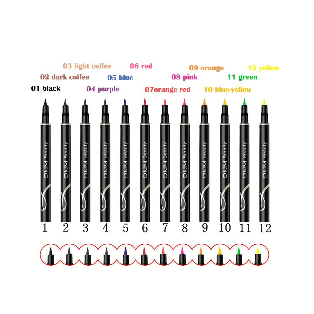 DNM Cat Eye Makeup Waterproof Neon Colorful Liquid Eyeliner Pen Make Up Comestics Long-lasting Black Eye Liner Pencil Makeup Tools (green)