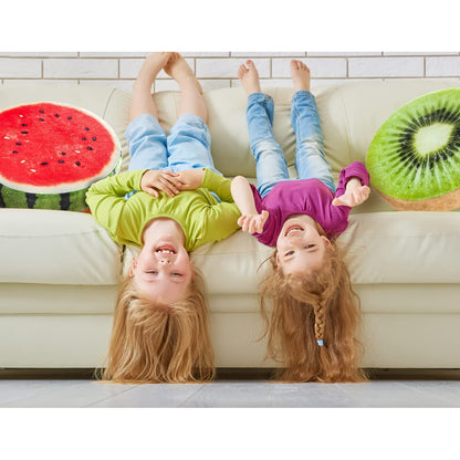 HYSEAS Round Throw Pillows 14 Inch Watermelon, 3D Print Decorative Plush Funny Fruit Stuffed Cushions Toy Seat Pad for Couch, Chair, Floor, Sofa, 2 Pack