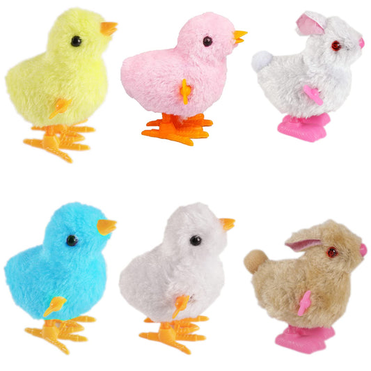 CICITOYWO Bunny and Jumping Chick Wind Up Toys Novelty Chicken Hopping Windup Toy for Kids Toddlers Adult Easter Egg Hunt Basket Stocking Stuffers Party Favors Goody Bag Fillers Gifts (Colorful-1)