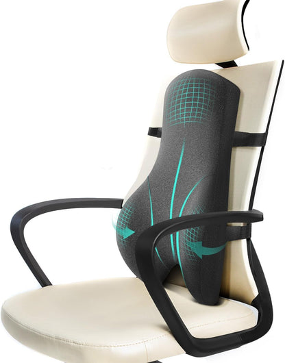 Dreamer Car High Back Support for Office Chair Fully Support Entire Back for Comfort,Pain Relief and Posture Improved- Memory Foam Lumbar Support Pillow for Office Chair,Recliner