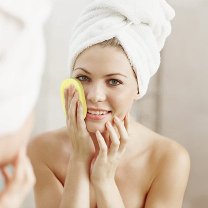10 Pcs Cleansing Sponges for Face, Natural Cellulose Facial Sponges Exfoliating Large, Reusable Makeup Remover Sponge Pads, Face Wash Sponges for Cleaning Cosmetic Spa Mask, Non-Irritating (Yellow)
