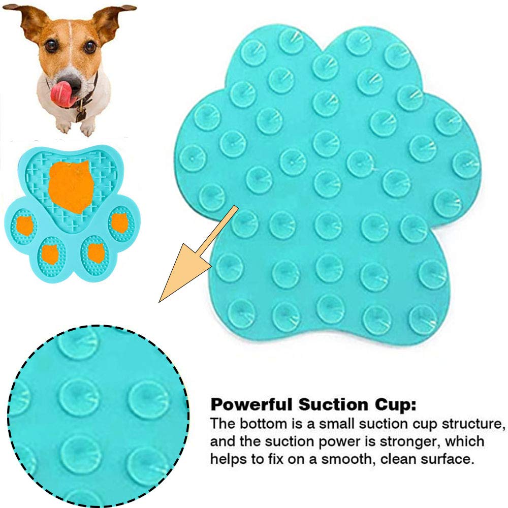 Dog Licking Mat for Anxiety Peanut Butter Slow Feeder Bowls Licking Pad with Strong Suction to Wall for Pet Bathing,Grooming,and Dog Training (Light Blue)
