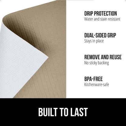 GORILLA GRIP DripGuard Drawer and Shelf Liner for Cabinet, Slip Resistant Non Adhesive Protection for Kitchen, BPA Free Smooth Surface Plastic Liners for Cabinets Bathroom Drawers, 17.5x120 Inch Beige