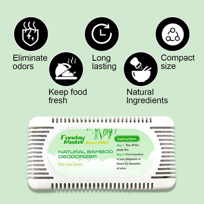 4Packs Fonday Refrigerator Deodorizer Odor Eliminator for Fridges Freezers Coolers Lunch Boxes Bamboo Charcoal More Effective Than Baking Soda