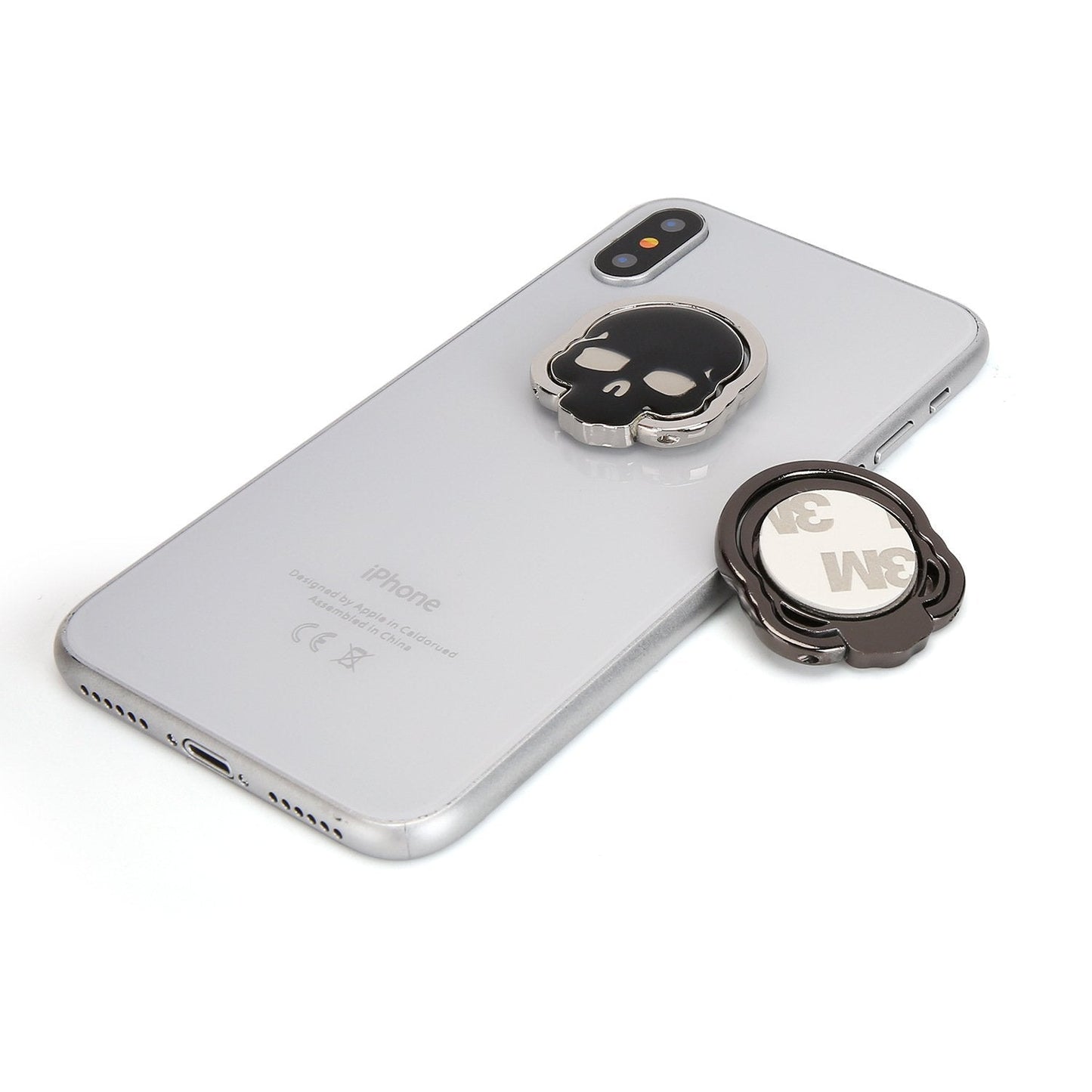 homEdge Cell Phone Skull Ring Grip, Set of 2 Packs 360° Adjustable Finger Ring Holder, Suitable for Magnetic Car Mount Kickstand for Cell Phone-Black and White