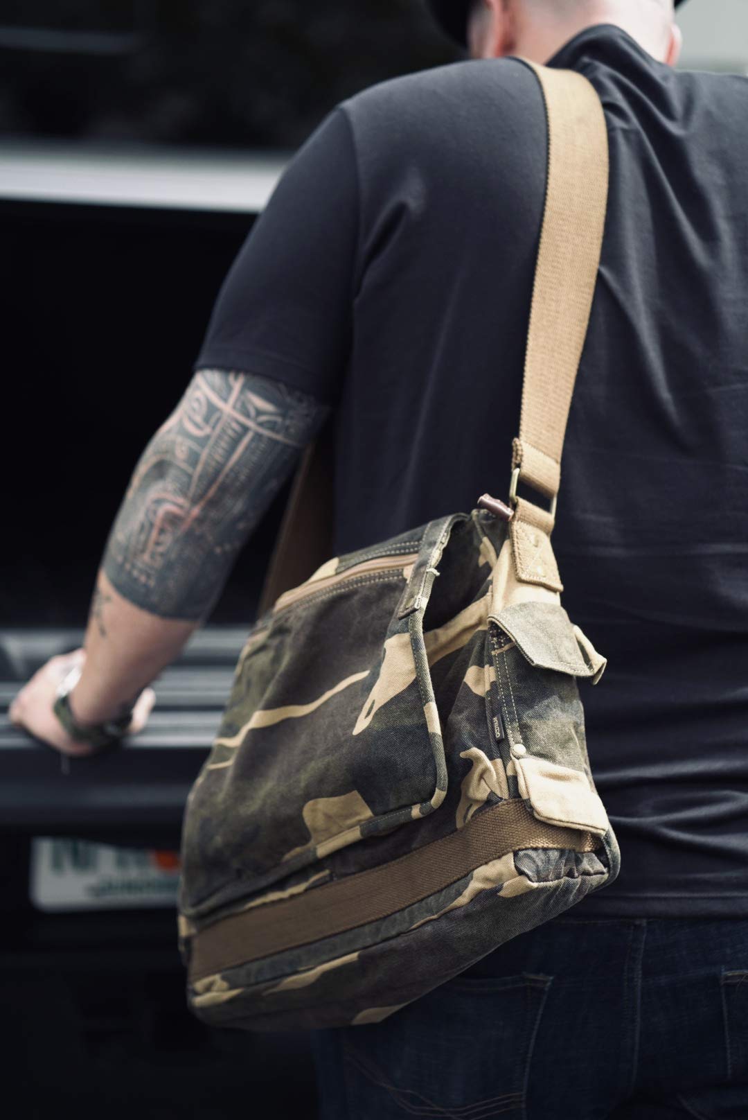 Gootium Canvas Messenger Bag - Vintage Cross Body Shoulder Satchel