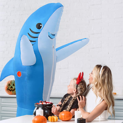 KMiKE Inflatable Shark Costume for Kids Funny Halloween Costumes Fantasy Cosplay Blow up Costume (Blue, Kid)